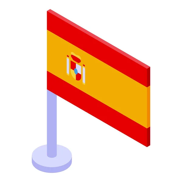 Spanska Flaggan Ikon Isometrisk Vektor Paella Mat Fisk Och Skaldjur — Stock vektor
