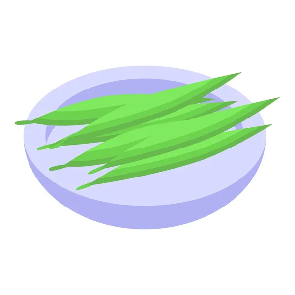 Isometrischer Vektor Für Grüne Bohnen Symbole Spanisches Essen Fischmehl — Stockvektor