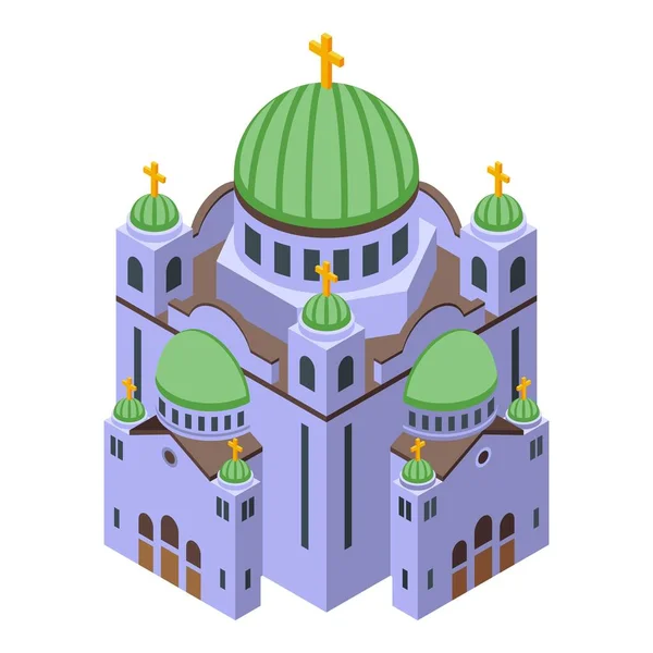 Serbien Kathedrale Symbol Isometrischen Vektor Reisekarte Nationenstadt — Stockvektor