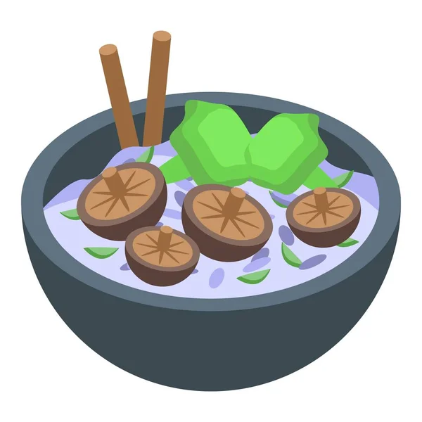 Icône Shiitake Riz Vecteur Isométrique Nourriture Aux Champignons Champignons Botaniques — Image vectorielle