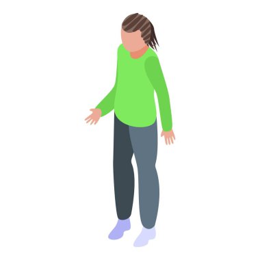 Kız Rasta ikonu izometrik vektörü. Afrika saçı. Amerikan modası