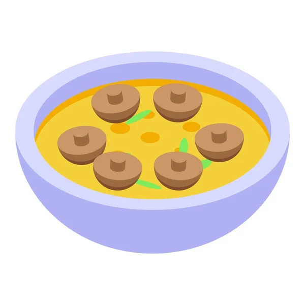 Icône Soupe Aux Champignons Vecteur Isométrique Nourriture Fromage Menu Dîner — Image vectorielle