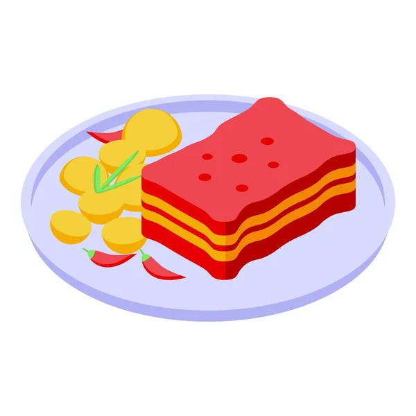 Червоний Торт Значок Ізометричний Вектор Кухня Їжі Обід Балкани — стоковий вектор