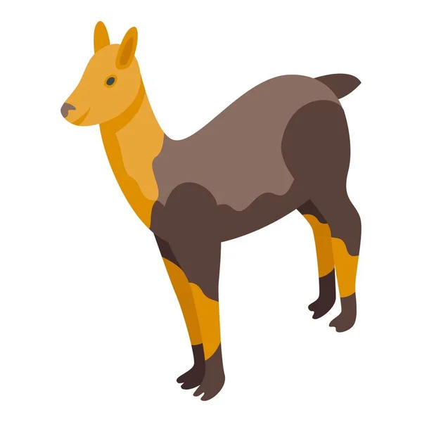 Icône Lama Brun Vecteur Isométrique Charmant Animal Bébé Drôle — Image vectorielle