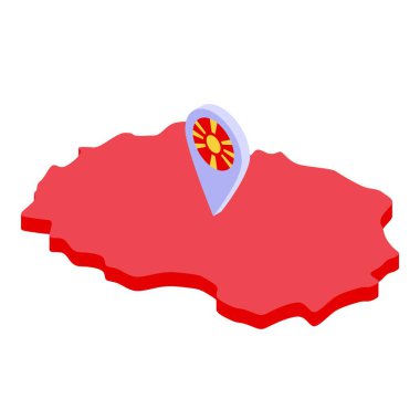 Makedonya tarihi simge izometrik vektörü. Seyahat kültürü. Ülke haritası