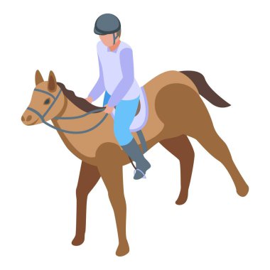 At jokeyi ikonu izometrik vektörü. Rekabet hayvanı. Yarış şampiyonu.