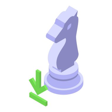 At hareketi ikon izometrik vektörü. Satranç online. Oyun tahtası