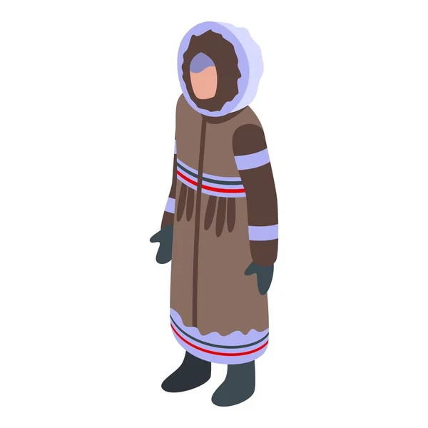 Frau Eskimo Symbol Isometrischen Vektor Natur Von Alaska Nordkanada — Stockvektor