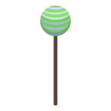 Yeşil pasta ikonu izometrik vektörü. Şeker şekeri. Tatlı şeker.