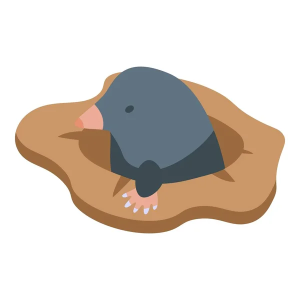 Soil Mole Icon Isometric Vector Hole Animal Ground Character — Stock Vector
