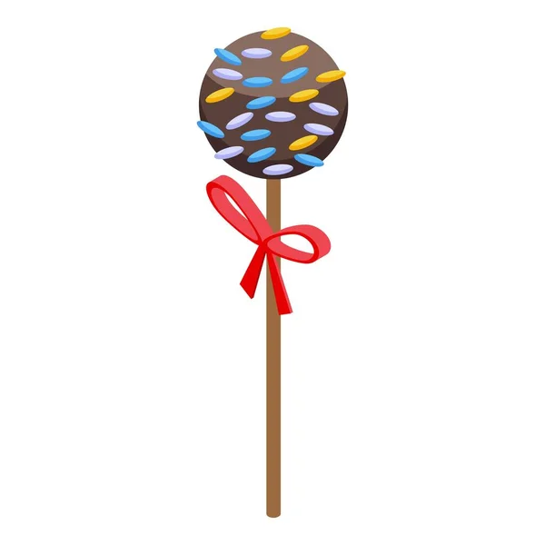 Kurdeleli Pasta Ikonu Izometrik Vektörü Çikolata Yiyecekler Sanat Şekeri — Stok Vektör