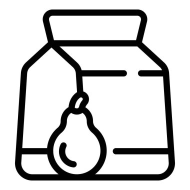 Armut yemek kutusu ikonu ana hatları vektörü. Okul yemeği. Meyve zamanı.