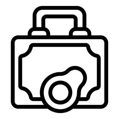 Beslenme çantası simgesi ana hatları vektörü. Okul yemeği. Konteynır yemeği