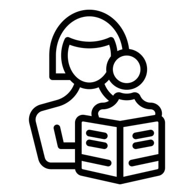 Çocuk dinle kitap ikonu ana hatları vektörü. Çocuk bakımı bebeğim. Çevrim içi servis