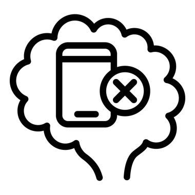 Telefon zihin ikonu ana hatları vektörü. Dijital detoks. Sosyal medya