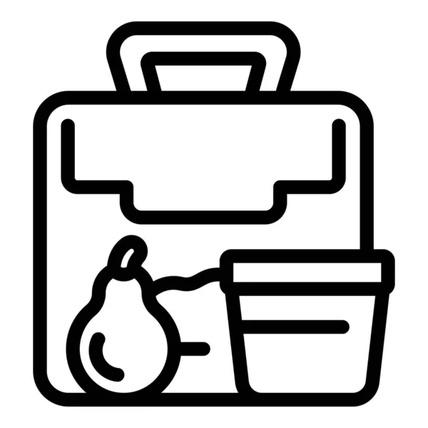 Peer Lunch Box Pictogram Omtrek Vector Schoolmaaltijd Containervoedsel — Stockvector