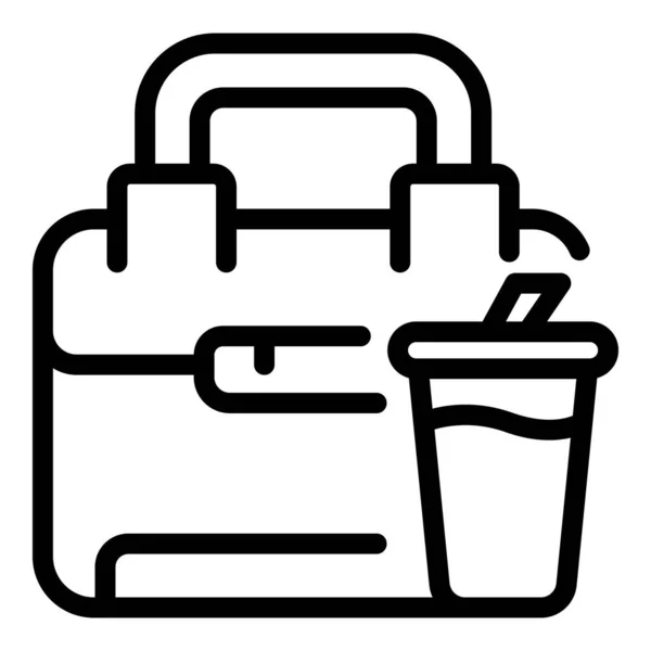 Plastic Food Bag Icon Outline Vector School Meal Snack Break — Stock Vector