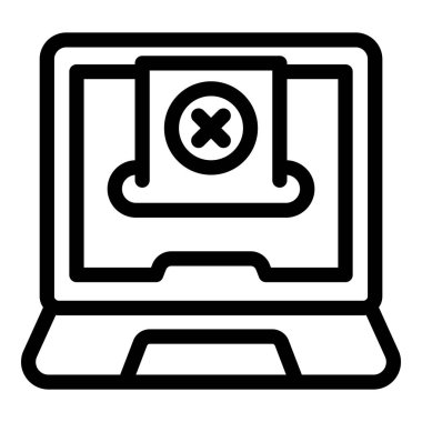 Laptop çevrimiçi simge taslağı vektörü. Halka oy verin. Seçim anketi