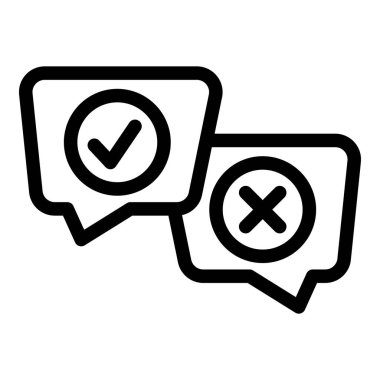 Seçim sohbet simgesi ana hatları vektörü. Oylama yapalım. Kağıt halka açık