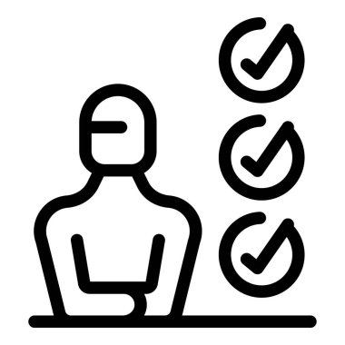 Seçim adayı ikon ana hatları vektörü. Oylama yapalım. Genel Kağıt