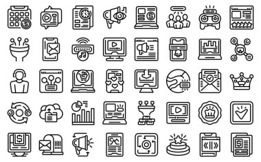 Abonelik hizmeti simgeleri ana hat vektörünü ayarlar. İş ekonomisi. Telefon modeli