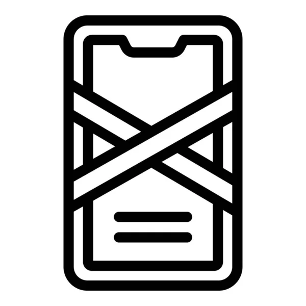 Phone Detox Icon Outline Vector Digital Media Door Break — Stock Vector
