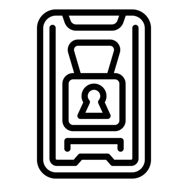 Lock Smartphone Icon Outline Vector Digital Media Online Detox — Stock Vector