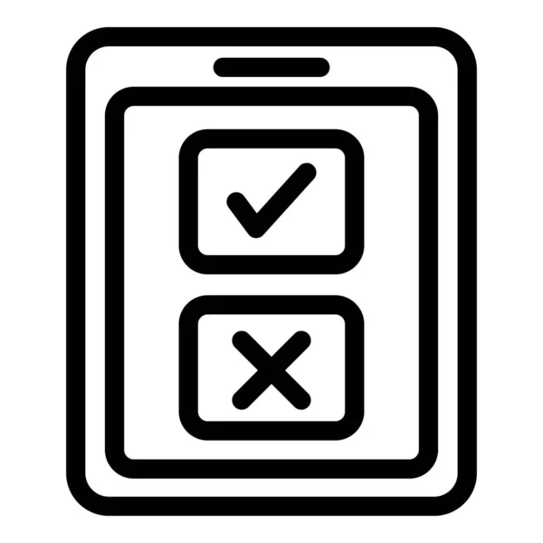 Icono Elección Tableta Contorno Vector Encuesta Voto Caja Línea — Archivo Imágenes Vectoriales