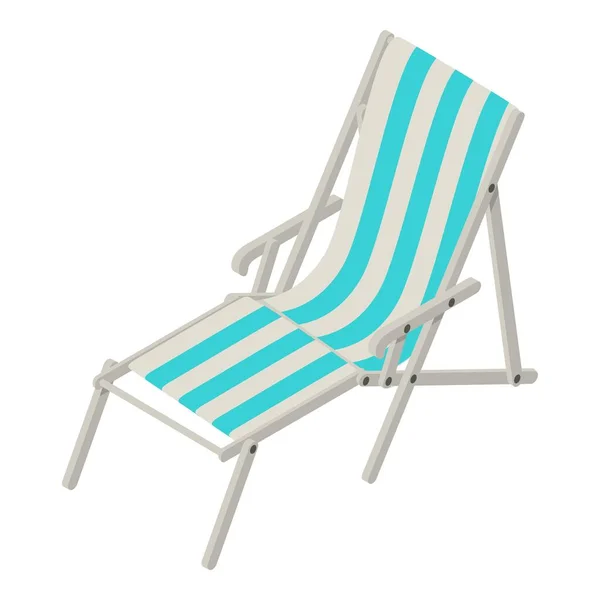 海滩椅子图标等距矢量 新经典的空条纹海滩休憩图标 暑假的概念 — 图库矢量图片