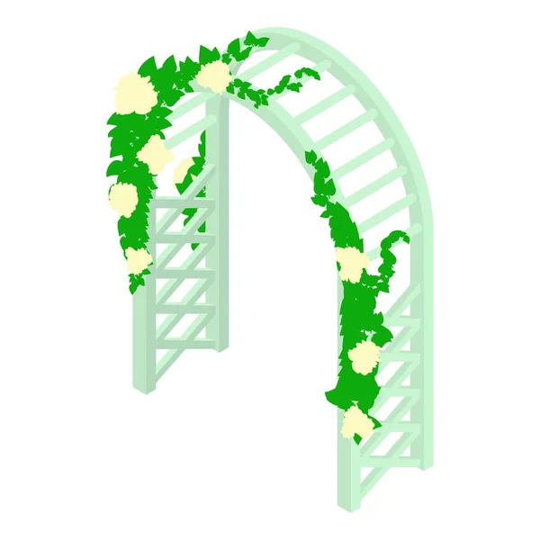 Ícone Arco Floral Vetor Isométrico Arco Jardim Com Planta Florida —  Vetores de Stock