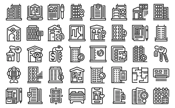 stock vector Rent an apartment icons set outline vector. Business agency. Market loan