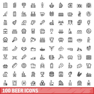 100 bira ikonu hazır. Beyaz arkaplanda izole edilmiş 100 bira ikonu vektörünün taslağı