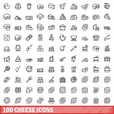 100 peynir ikonu. Beyaz arkaplanda izole edilmiş 100 peynir simgesi vektörünün taslağı