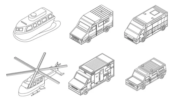 Conjunto Iconos Ambulancia Conjunto Isométrico Iconos Vectoriales Ambulancia Contorno Vectorial — Vector de stock