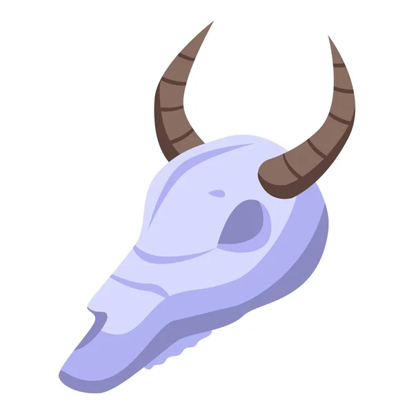 牛の頭蓋骨のアイコン等角ベクトル 動物の雄牛 — ストックベクタ
