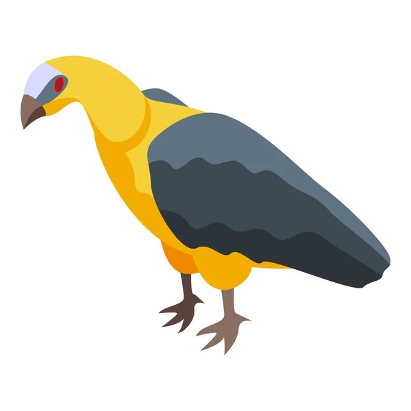 Icona Gialla Testa Avvoltoio Vettore Isometrico Uccello Cattivo Forma Mascotte — Vettoriale Stock
