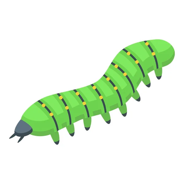 Icono Oruga Vector Isométrico Larva Gusano Lindo Insecto — Vector de stock