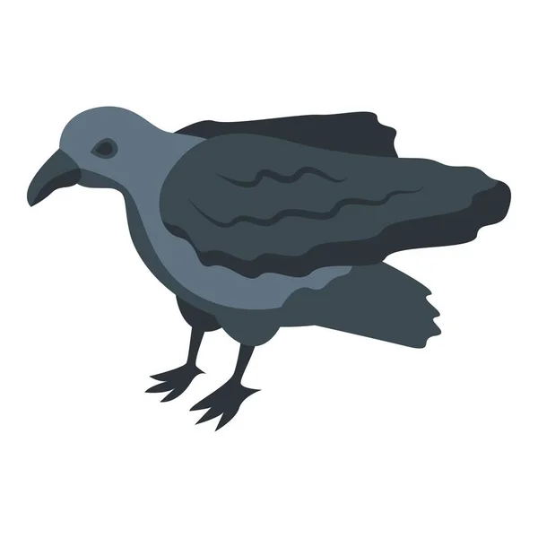 Kid Raven Icon Isometric Vector Crow Bird Rabe Tail — Stock Vector