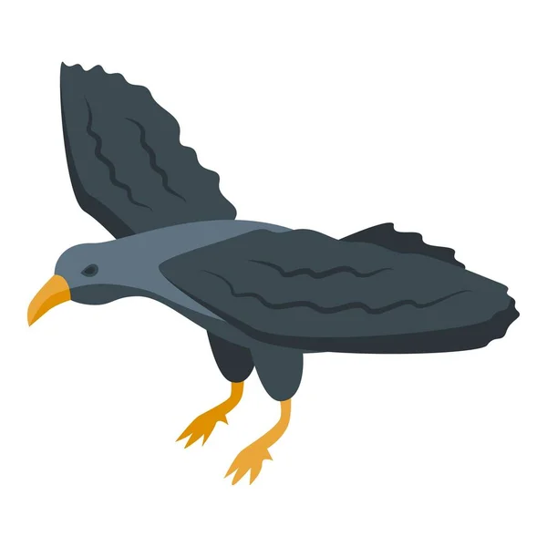 Ikona Ciemnego Kruka Wektor Izometryczny Kruczy Ptak Kruk Skrzydłowy — Wektor stockowy