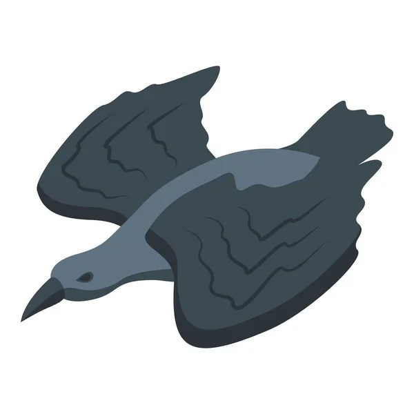 Leć Ikoną Kruka Wektor Izometryczny Kruczy Ptak Zwierzęta Padłe — Wektor stockowy