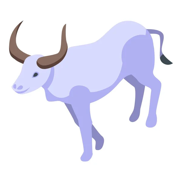 白い水牛のアイコン等角ベクトル アメリカ人のバイソン インドの動物 — ストックベクタ