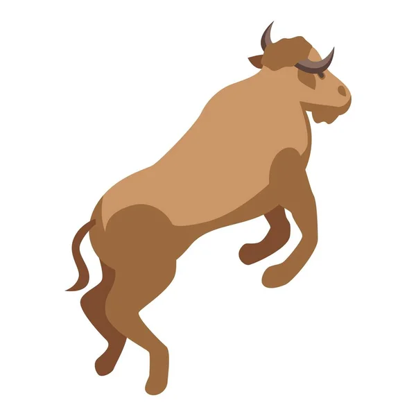 Jumping Buffalo Icon Isometric Vector American Bison Animal Herd — Stock Vector