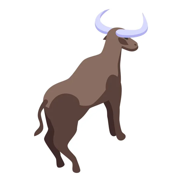 American Bison Icon Isometric Vector Inglés Cabeza Búfalo Vaca Silvestre — Vector de stock