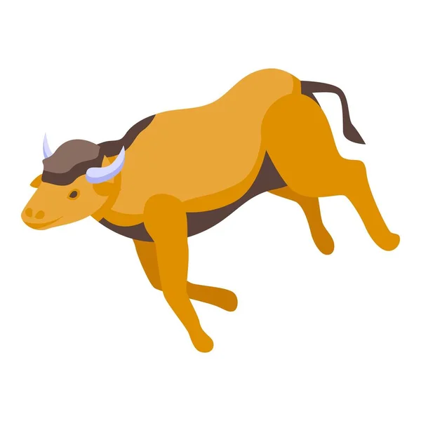Running Buffalo Symbol Isometrischen Vektor Amerikanische Wisente Wilder Kopf — Stockvektor