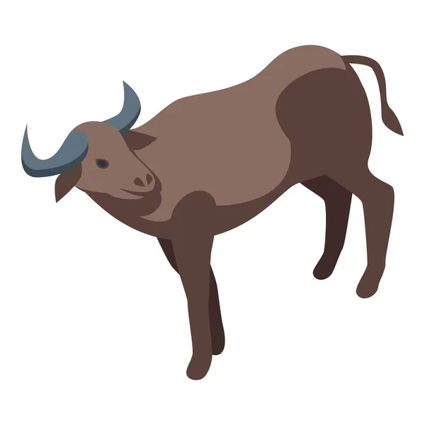 Icono Buffalo Vector Isométrico Bisonte Americano Cabeza Toro — Vector de stock