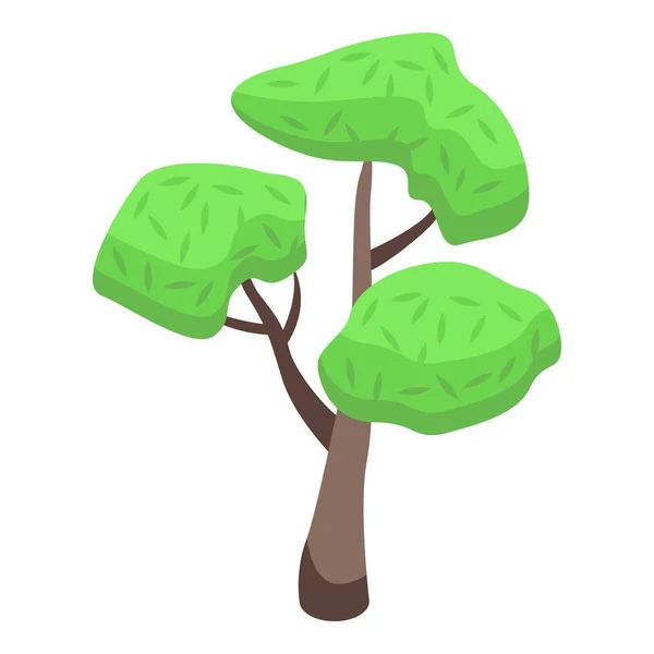Ikona Drzewa Zoologicznego Wektor Izometryczny Rodzinny Park Scena Karmienia — Wektor stockowy