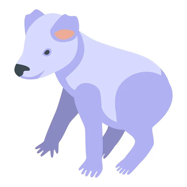 Ikona Bílé Koaly Izometrický Vektor Roztomilý Medvěd Spánek — Stockový vektor