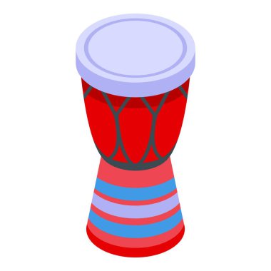 Tunus davul ikonu izometrik vektörü. Şehir turizmi. Modern medina