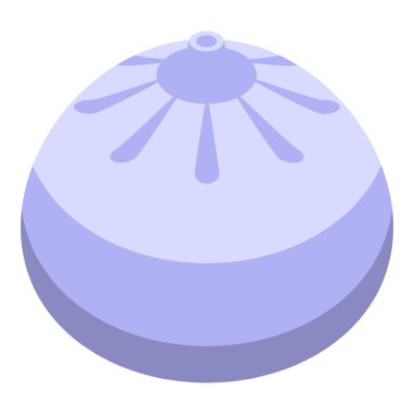 Gıda ikonu izometrik vektörü hamburgerleniyor. Çin baozi 'si. Buhar gamzesi