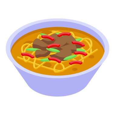 Özbekistan çorba ikonu izometrik vektörü. Turizm yemeği. Şehir seyahati